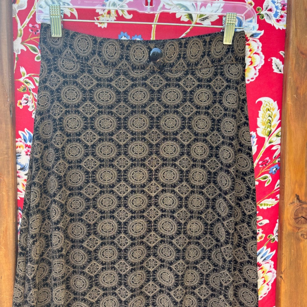 Vintage Black+Gold Whimsigoth Boho Chic Maxi Skirt Women's Size M